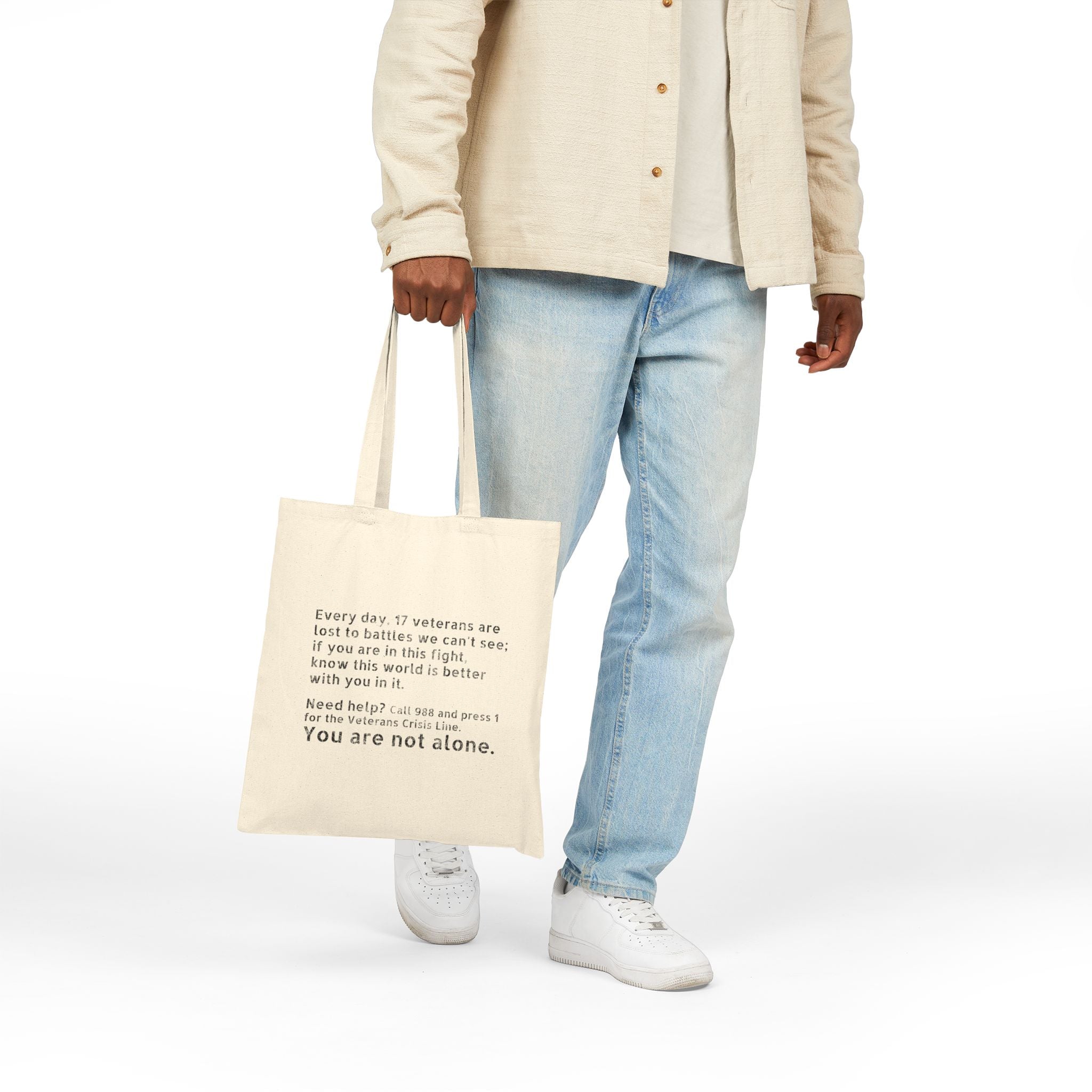 Save A Life; Hug A Veteran - Natural 100% Cotton Tote Bag